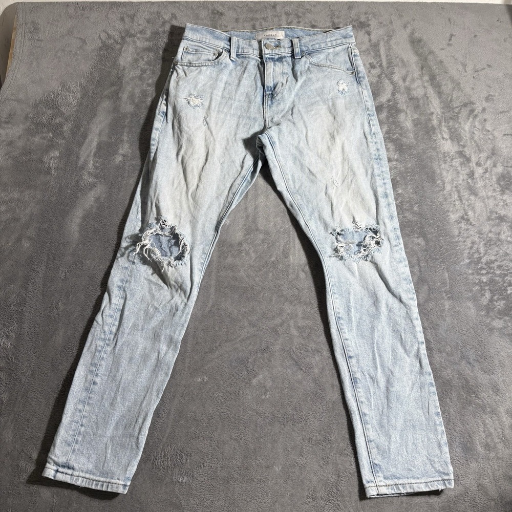 PACSUN Athletic Slim Denim Jeans 29x30 Light Wash Blue Mens Distressed